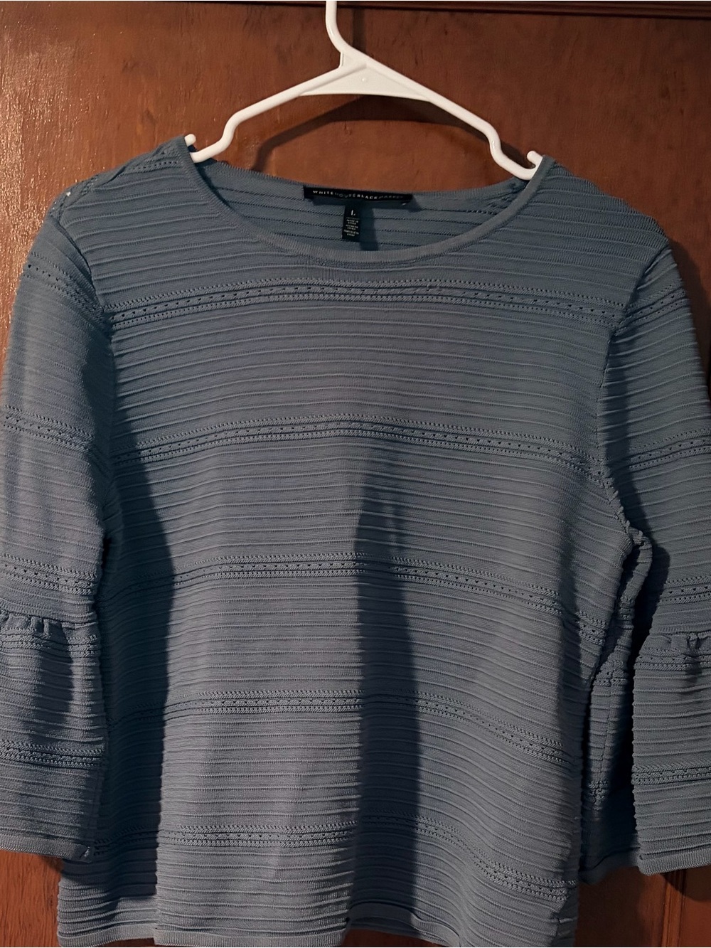 White House Black Market Blue Textured Boatneck Tunic